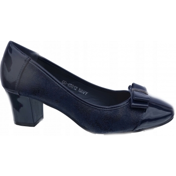 Eleganckie czółenko skórzane, czarne 5,5 cm, 41
