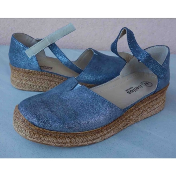 HELIOS Skórzane Espadryle Damskie - Szary (Nr. 38)