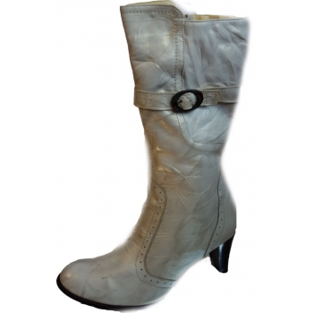 Kozaki skórzane - 60% rabatu, jasny popiel 41.5