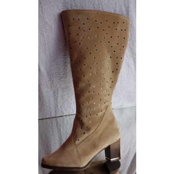 Kozaki Modne Ażurowe, Szeroka Cholewka, Nr. 41