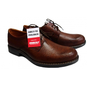 Eleganckie Skórzane Buty Męskie, Tęgość H (Brąz 42)