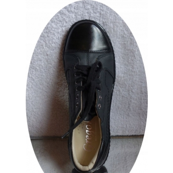 Buty Skórzane Damskie - Czarne 36
