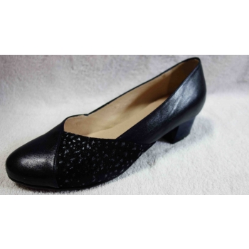 Eleganckie czółenko granatowe, skórzane, 3 cm p. 39