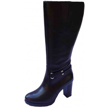 Eleganckie kozaki skórzane dla pań z szeroką cholewką