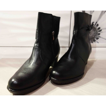 Czarny Skórzany Botek ze Słupek 6 cm - Rozmiar 43