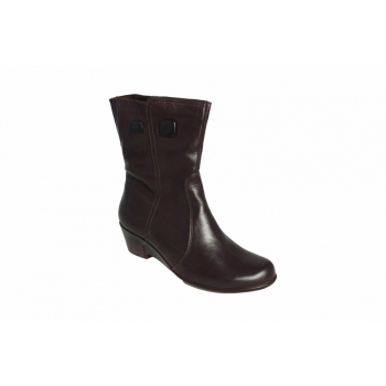 Botki skórzane na szerszą stopę, obcas 5.6 cm, 38