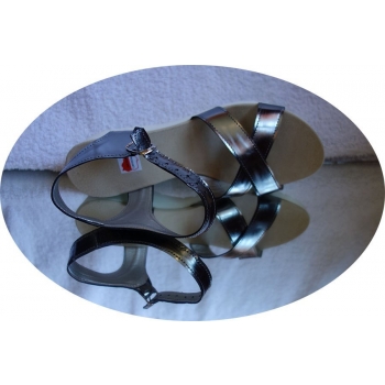 Sandały skórzane H-41 srebrne