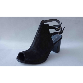 Eleganckie Czarne Skórzane Sandały 7,5cm - Rozmiar 37