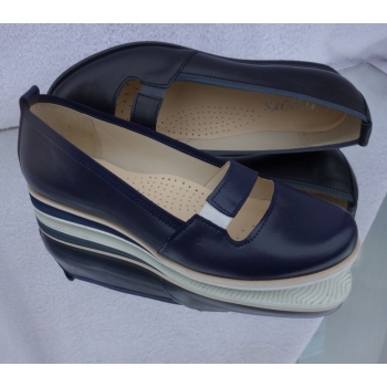 Eleganckie Baletki Skórzane Damskie CZARNE 40
