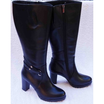 Kozaki Damskie Skóra Szeroka Cholewka 38 cm