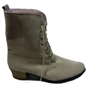 Eleganckie Beżowe Botki Zamszowe