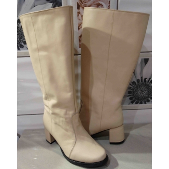 Modne Kozaki Damskie Bezowe AZ 46 CM | Rozmiar 39