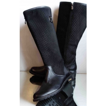 Kozaki skórzane ażurowe, wąska kostka, szeroka cholewka