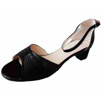 Eleganckie sandałki skórzane, obcas 4 cm, rozmiar 42 - CZARNY
