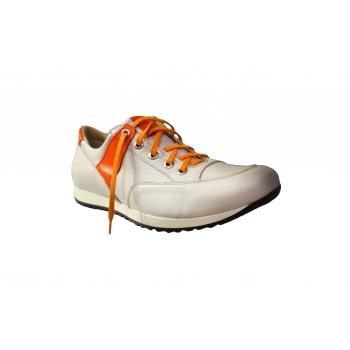Buty sportowe skórzane, biało-pomarańczowe, nr. 39