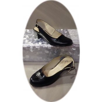 Czarne Sandały Damskie Obcas 4cm