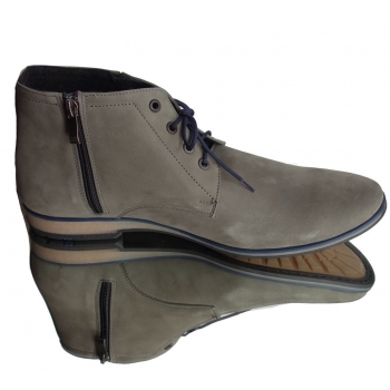 Męskie Sztyblety Skórzane -40%, Szary, Nr 44