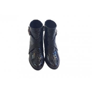 Czarne Skórzane Botki - szerokie tęgość G 1/2 - OBCAS 6cm (Rozmiar 42)