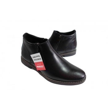 Szersze męskie kozaki skórzane, czarne 39