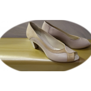 Sandały damskie z obcasem 6,5cm - beż - nr. 39