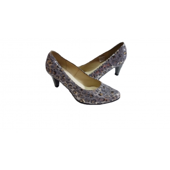 Eleganckie skórzane czółenko obcas 6.5 cm, kolor: popiel - rozmiar 36