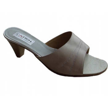 KLAPKI DAMSKIE z Naturalnej Skóry, OBCAS 6cm (Roz. 39)
