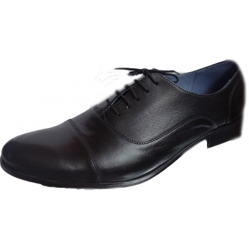 Eleganckie Skórzane Buty Męskie CZARNE 39