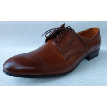 Eleganckie skórzane półbuty męskie, koniak, r. 43