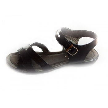 Sandały skórzane czarne - TĘGOŚĆ G i H - HALUKSY 43
