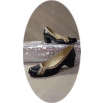 Eleganckie czarne czółenka damskie, skórzane, obcas 5cm