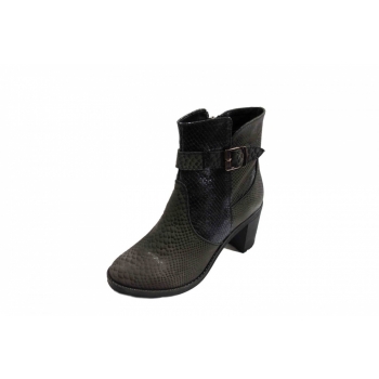 Botki Skórzane Słupkowe 8 cm Stalowy 38