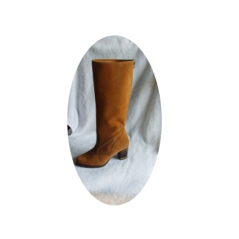 Kozaki Brązowe Zamszowe 41 cm - Cholewka 44 cm