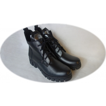 Botki trapery czarne obcas 3cm nr.37 - Nowe Polskie botki trapery, skóra naturalna, ocieplane - 37