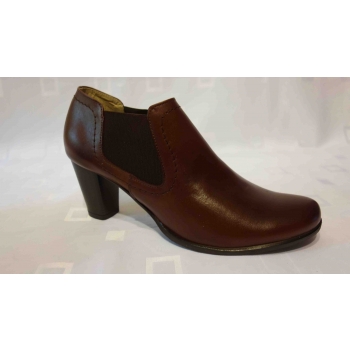 Botki skórzane brąz 41 cm, wysoki obcas