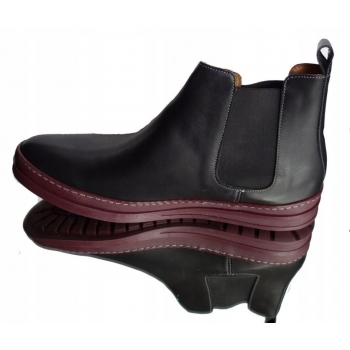 Skórzane Męskie Sztyblety Czarne 43