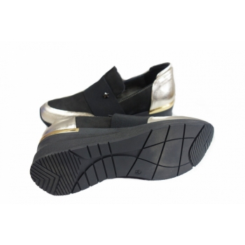SKÓRZANE Sneakersy damskie na koturnie 5 cm