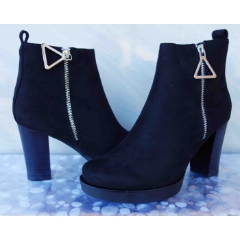 Botki czarne zamsz obcas 9 cm nr.37