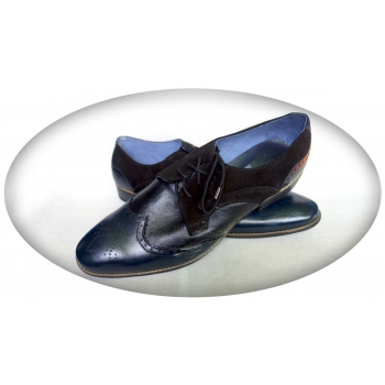 Eleganckie skórzane półbuty męskie - czarny 41