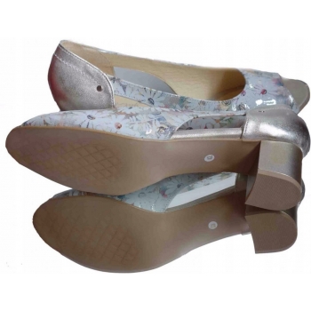 SKÓRZANE Sandały Kwiatowe, Szerokie, Rozmiar 45