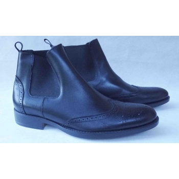 Eleganckie czarne sztyblety męskie, skóra naturalna, rozmiar 42