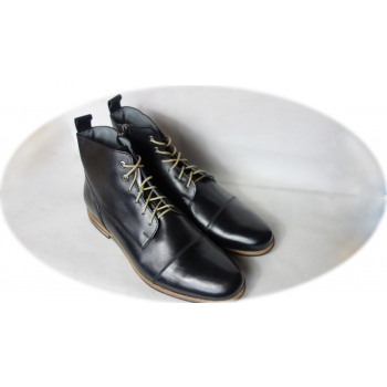 Eleganckie męskie sztyblety skórzane, czarne (rozmiar 45)