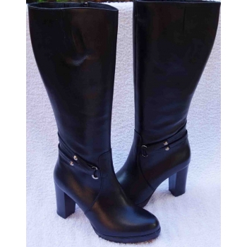 Kozaki Damskie Skóra Szeroka Cholewka 38 cm