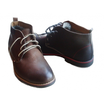 Skórzane trzewiki męskie - czarne - rozmiar 41