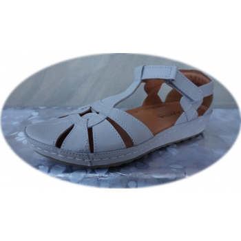 Sandały Damskie - Eleganckie Szare Sandały z Koturnem