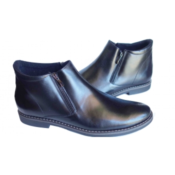 Eleganckie sztyblety skórzane czarny zamek 45
