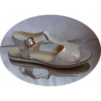 Leather Sandals Gold Wide Fit H 44