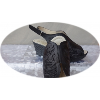 Sandały Damskie Skórzane Czarne 6,5cm - Nr.37