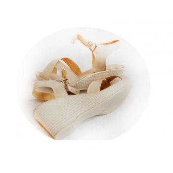 Skórzane Sandały Beżowe G i H 41