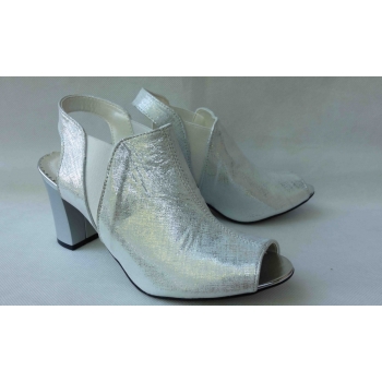 Sandały SKÓRZANE FASHION srebro obcas 8 cm 37