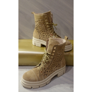 Botki Azur Skóra Naturalna 37cm Brązowe